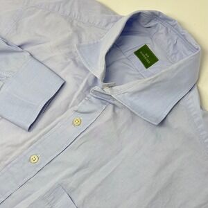 Sid Mashburn End-on-End Dress Shirt Men M Blue Cotton Spread Collar Pocket